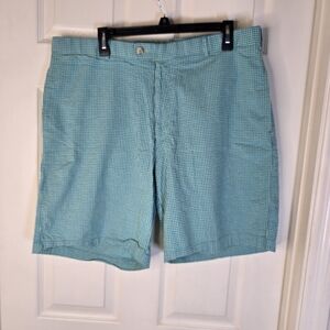 Peter Millar Turquoise Aqua Gingham Men's Shorts‎ 38